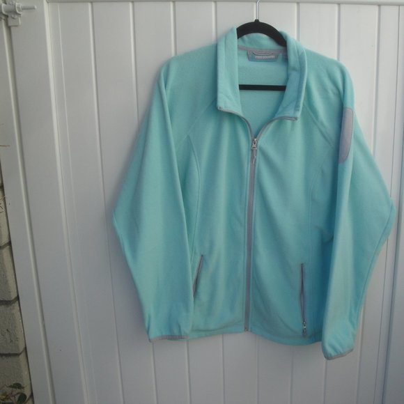 Free Country Womens Jacket Fleece Zipper Size XXL Front Aqua Gray Zip Pockets - Picture 1 of 3